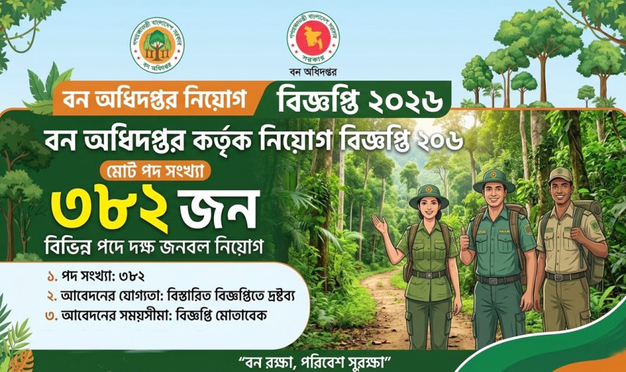 বন অধিদপ্তর নিয়োগ বিজ্ঞপ্তি ২০২৬ পদ সংখ্যা ৩৮২ । Forest Job Circular